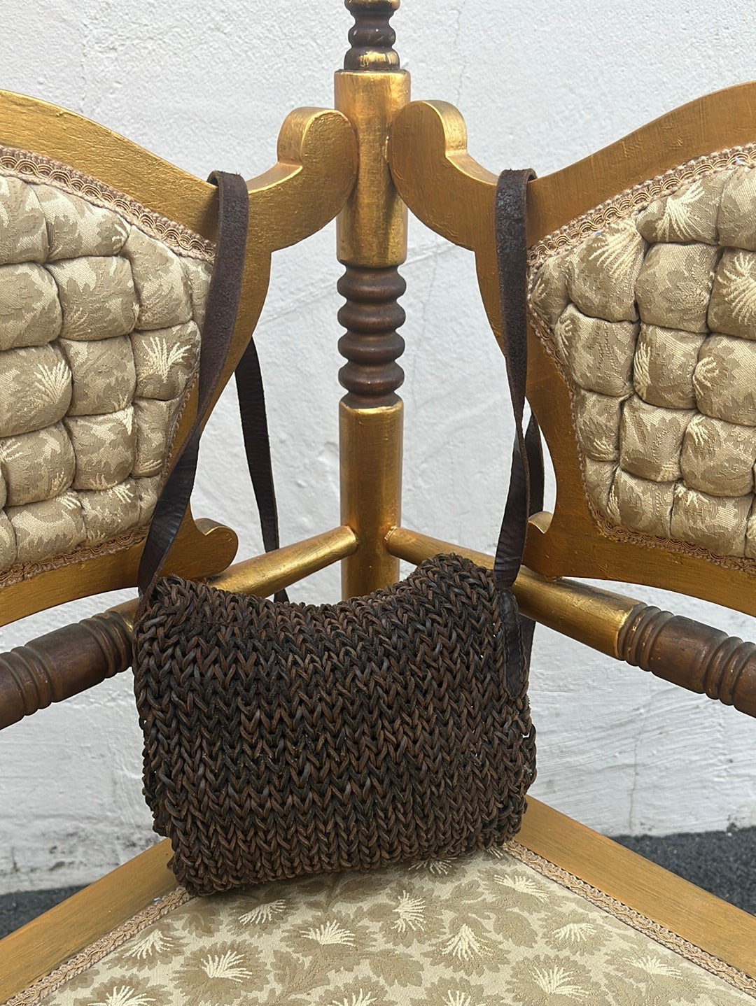 ENZO ANGOLINI -- Brown Woven Leather Crossbody Satchel Purse