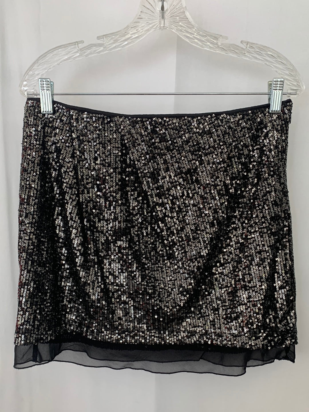 JENNIFER LOPEZ black silver Sequin Mini Skirt - 8