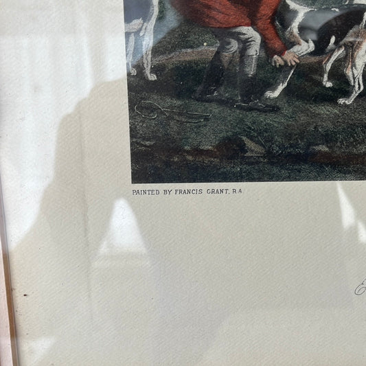 Sir Richard Sutton and the Quorn Hounds Colored Fox Hunt Engraving by Frederick Bromley