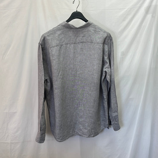Black Brown 1826 Mens Grey Linen Button Down Shirt -- Size XXL