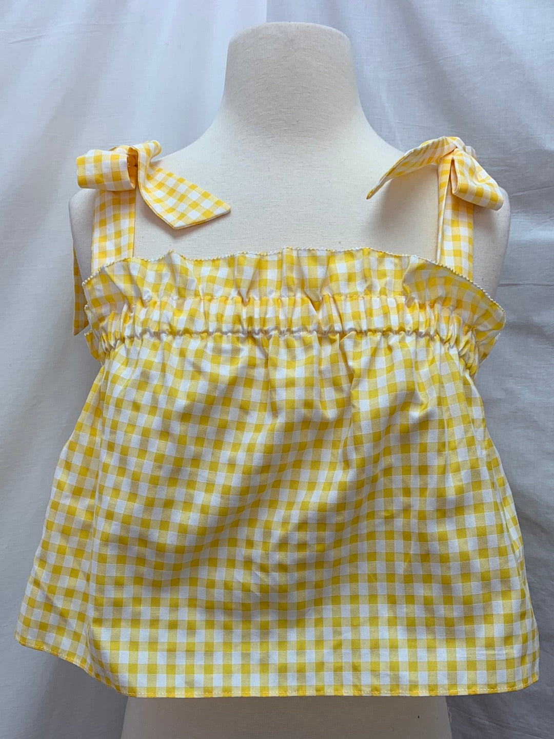 NWT - KOS RESORT yellow check gingham Sleeveless Crop Shirt - M