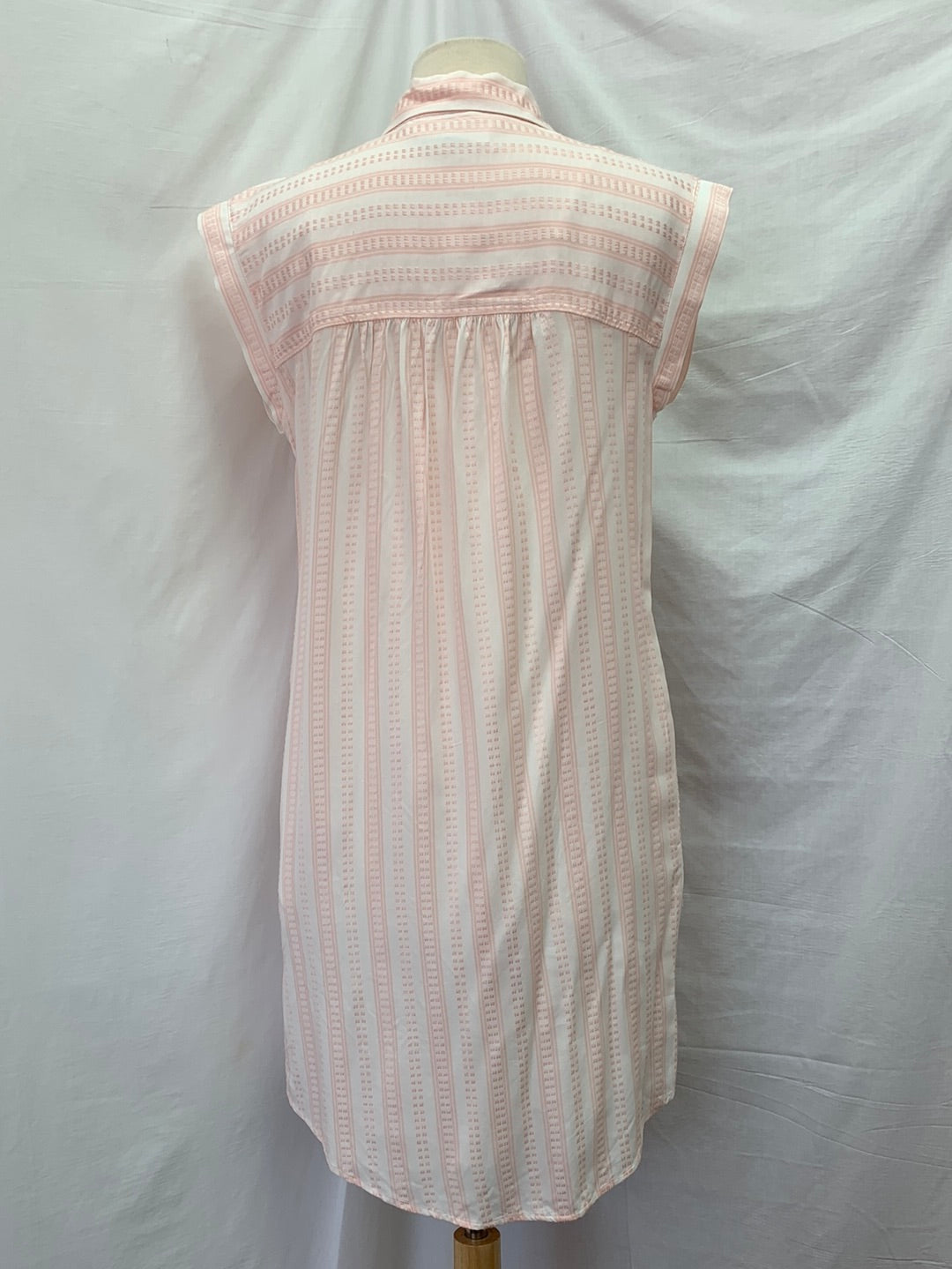 NWT - LOFT pink white Stripe Lightweight Rayon Shirt Dress - XS