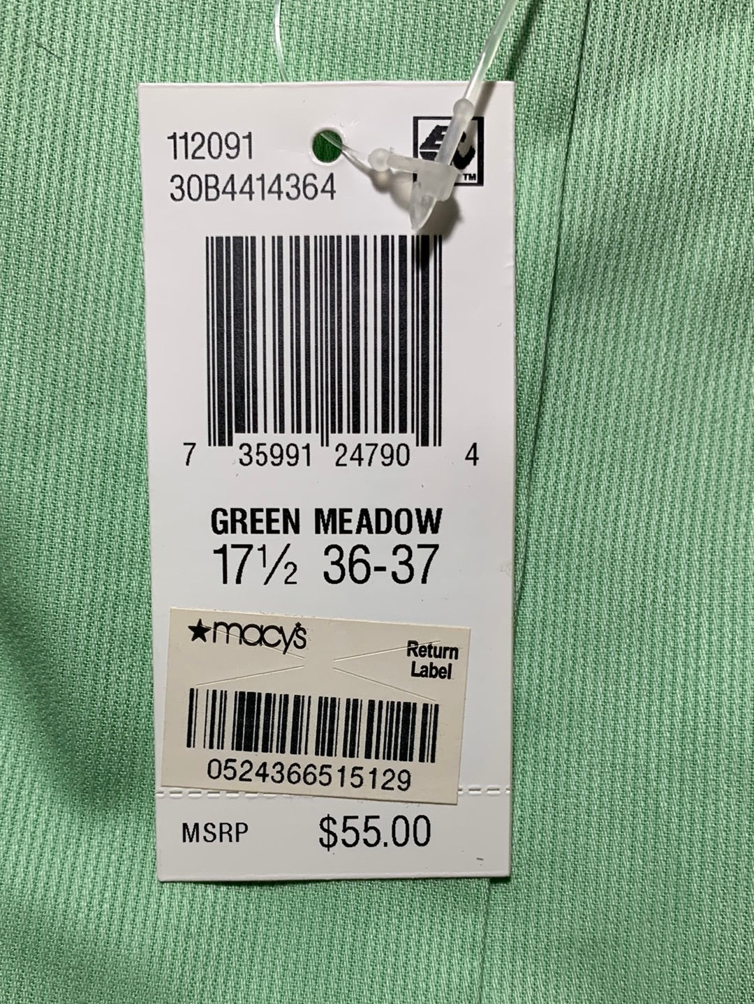NWT - GEOFFREY BEENE green meadow Classic Fit Wrinkle Free Shirt - 17.5 36-37 XL