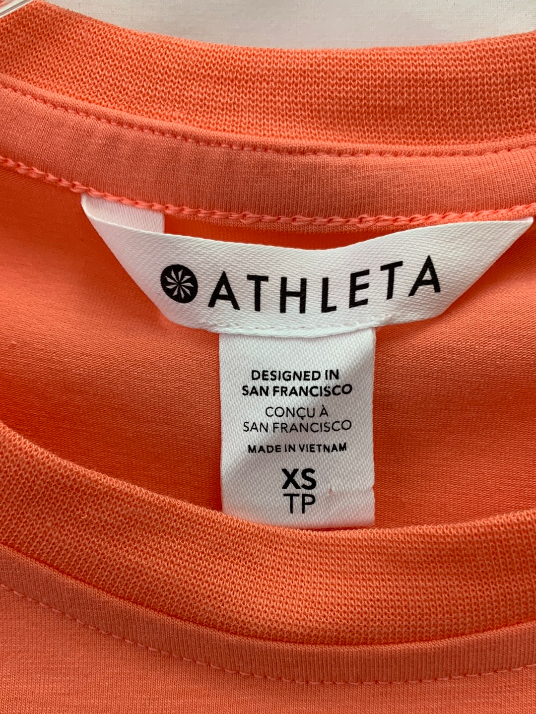 ATHLETA coral Cotton Blend Crew Neck Short Sleeve Outbound Tee Shirt - XS