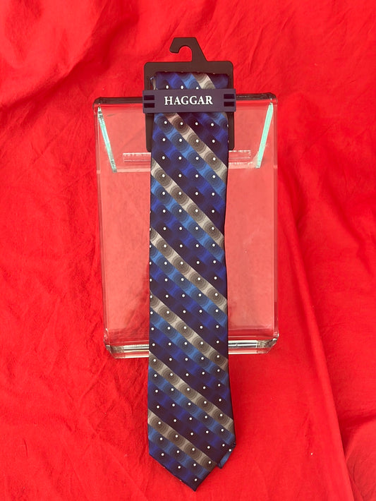 NWT -- HAGGAR Silver+Navy Tie