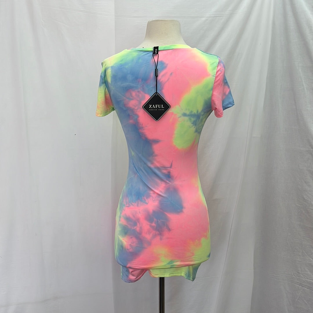 NWT -- Zaful Rainbow Tie Dye Bodycon Dress -- S
