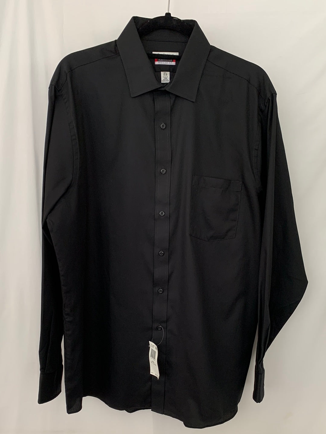 NWT - VAN HEUSEN Black Flex Collar Regular Fit Wrinkle Free Dress Shirt - Size 16.5 34/35