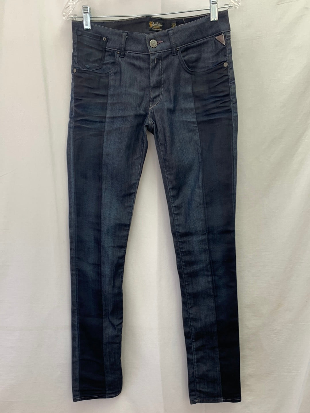 REPLAY BLUE JEANS dark wash Panel Stripe Mid Rise 'Ranidae' Jeans - 30x32
