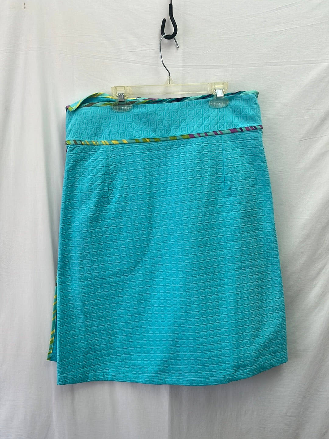 VTG -- LIZ LOGIE Aqua Flared Wrap Skirt with Oversized Buttons -- Size 12
