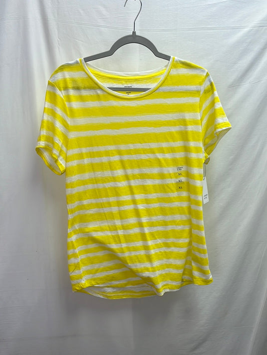 NWT -- Crown & Ivy Yellow White Stripe Short Sleeve Shirt -- XL