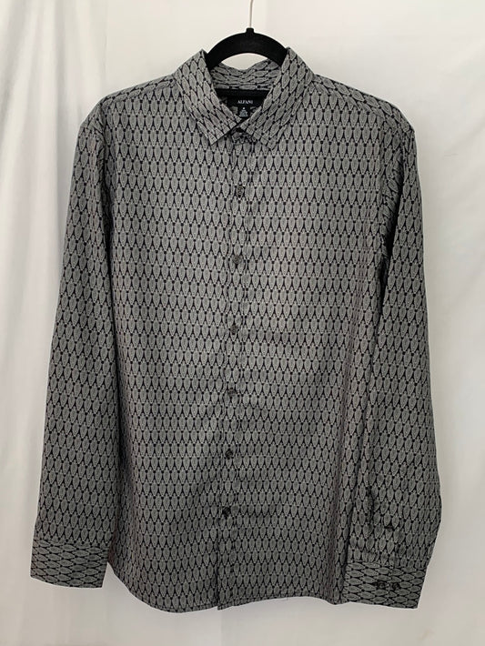 NWT - ALFANI black print Button Up Long Sleeve Shirt - M