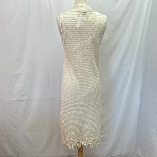 NWT -- Calahan Anthropologie Cream Knit Fringe Column Dress -- M