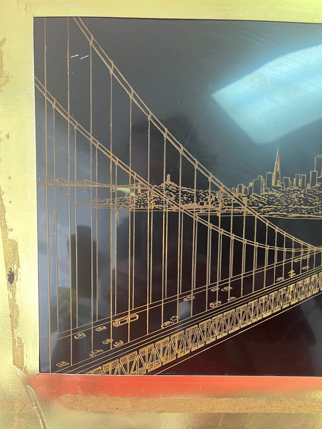VTG -- Paul van de Pol Hand-Rubbed Brass Etching of the Golden Gate Bridge