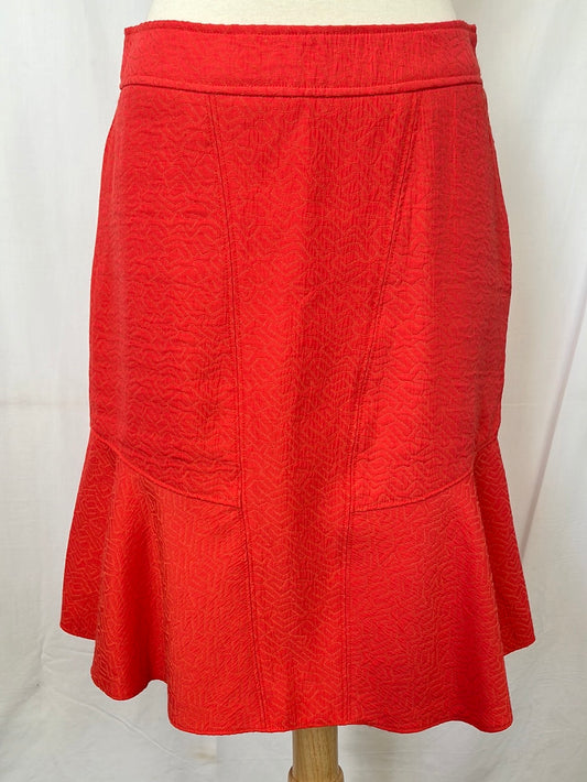 Barami Salmon Flared Midi Skirt w/ Subtle Geometric Stitching -- 4