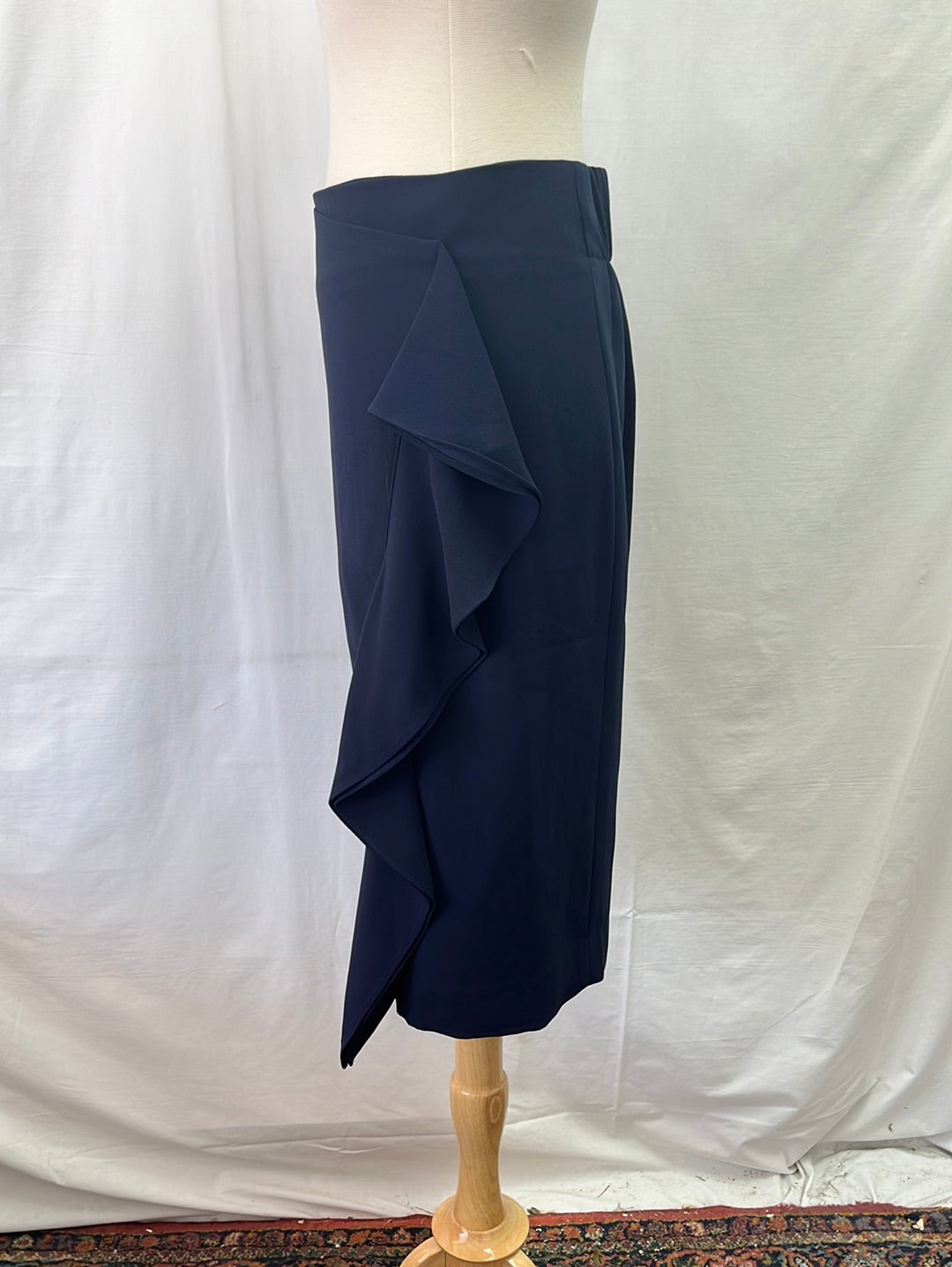 NWT -- J. CREW Navy Ruffle Faux Wrap Skirt -- Size: 2