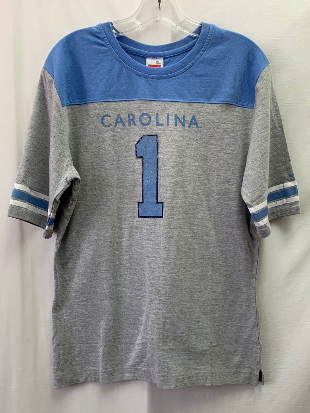 NWT - NIKE blue gray "CAROLINA 1" Short Sleeve Shirt - XL