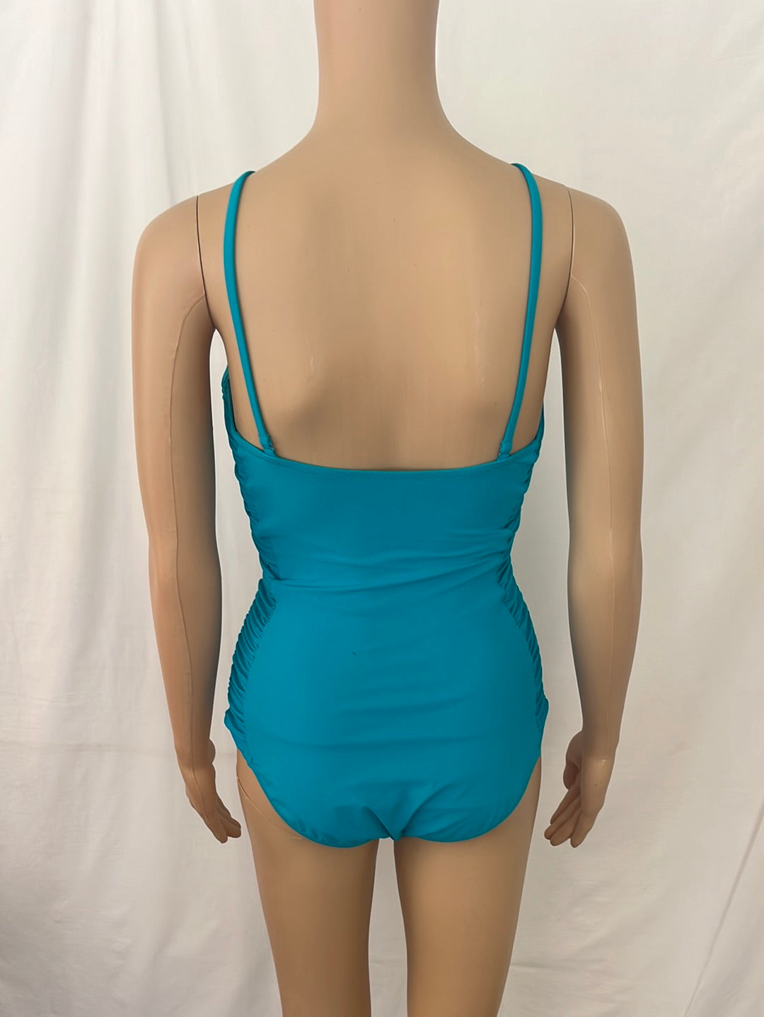 NWT -- PROFILE BY GOTTEX peacock blue Bandeau One-Piece Swimsuit -- 8