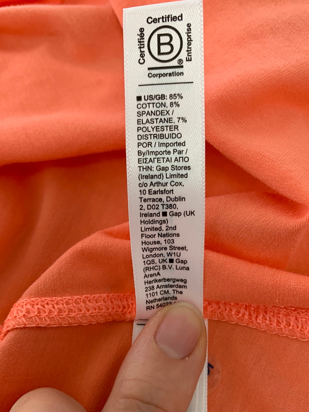 ATHLETA coral Cotton Blend Crew Neck Short Sleeve Outbound Tee