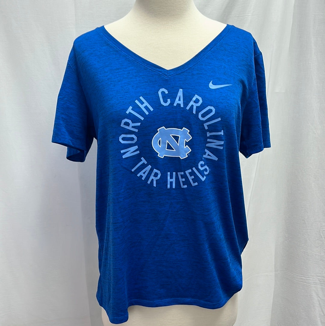 Nike blue Dri-fit UNC Carolina Tar Heels V-Neck T-shirt -- L