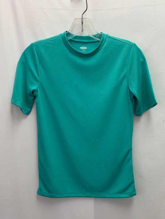 NWT - OLD NAVY aqua blue UPF 40 Short Sleeve Rashguard Swim Shirt - 10-12