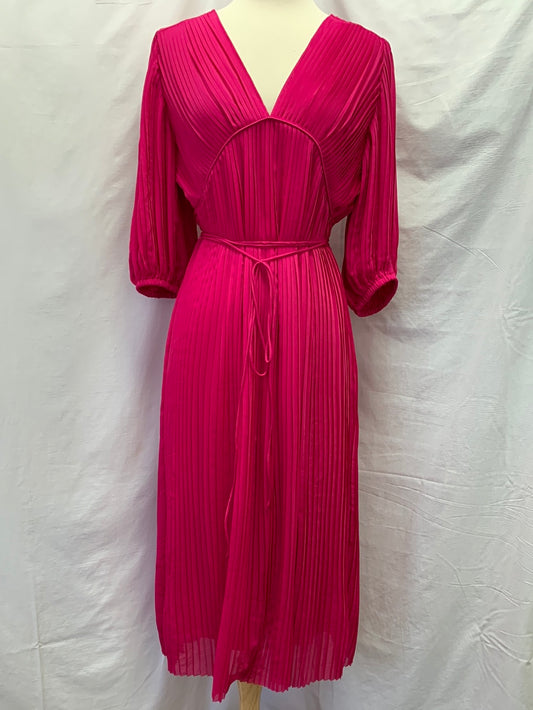 NWT - BANANA REPUBLIC pink Pleated Puff Sleeve Midi Dress - Small