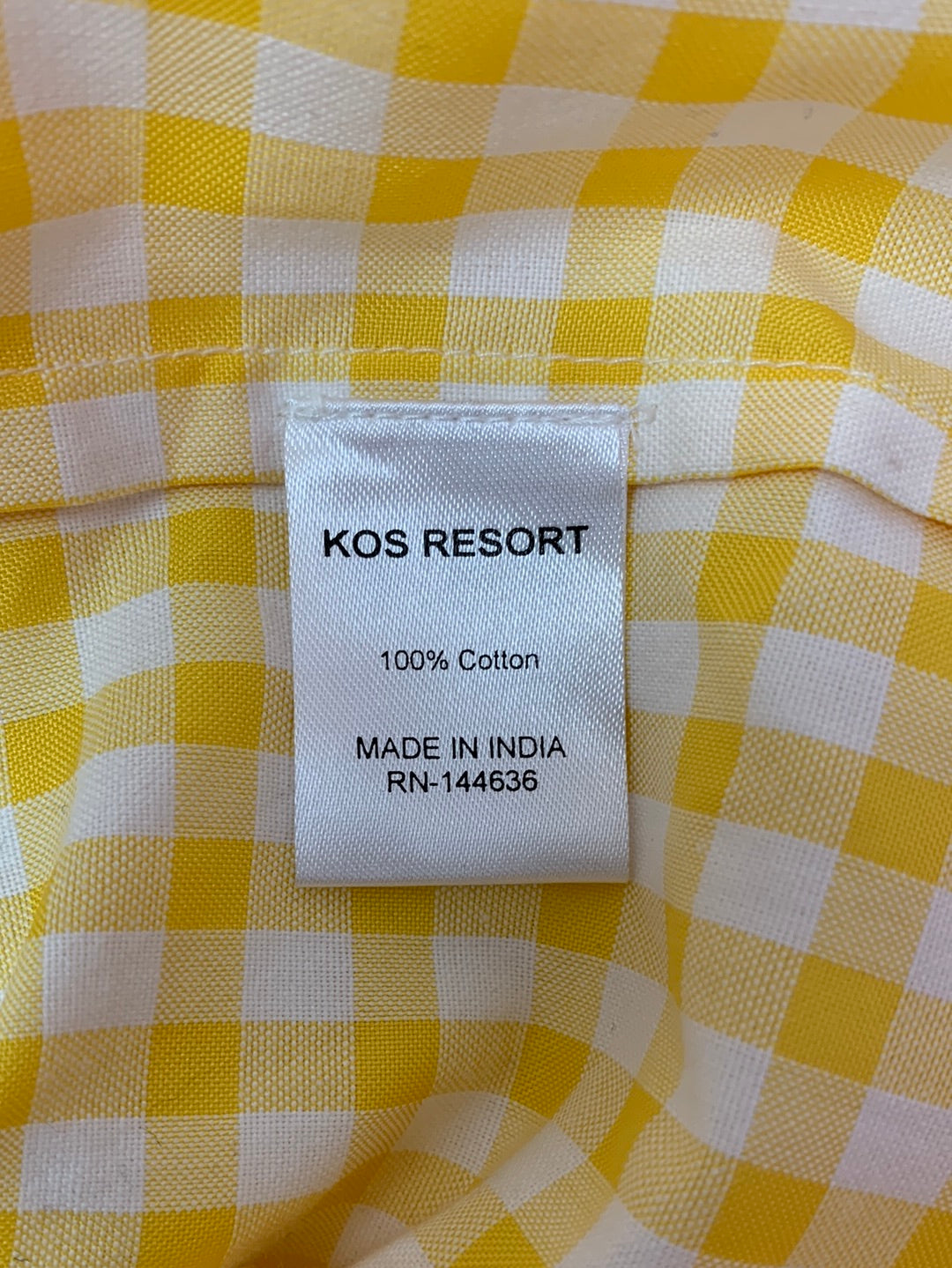 NWT - KOS RESORT yellow check gingham Sleeveless Crop Shirt - M