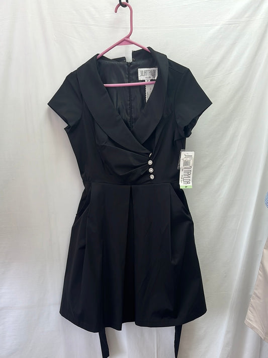 NWT / VTG -- JULIAN TAYLOR Black Sheath Dress w/ Oversized Lapels -- 8P