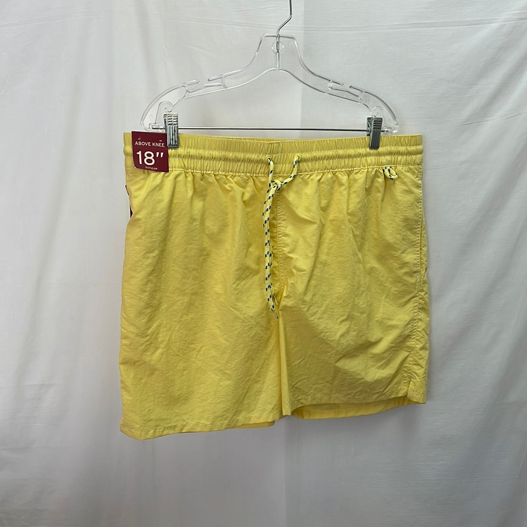 NWT -- Merona Mens Yellow Above-knee Swim Trunks -- Size XL