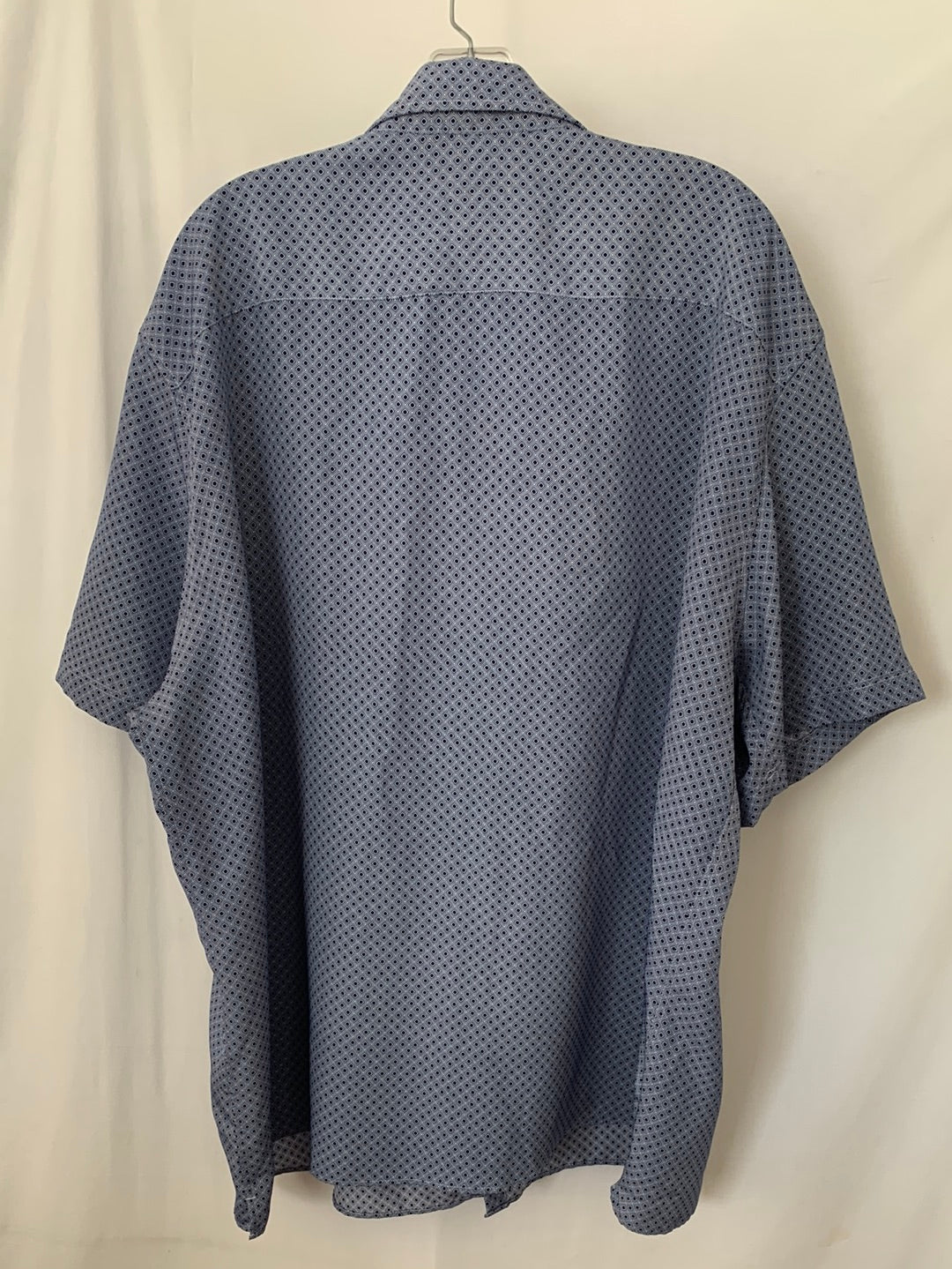 M&S Collection MARKS SPENCER blue print Easy Care Button Up Short Sleeve Shirt - XXXL