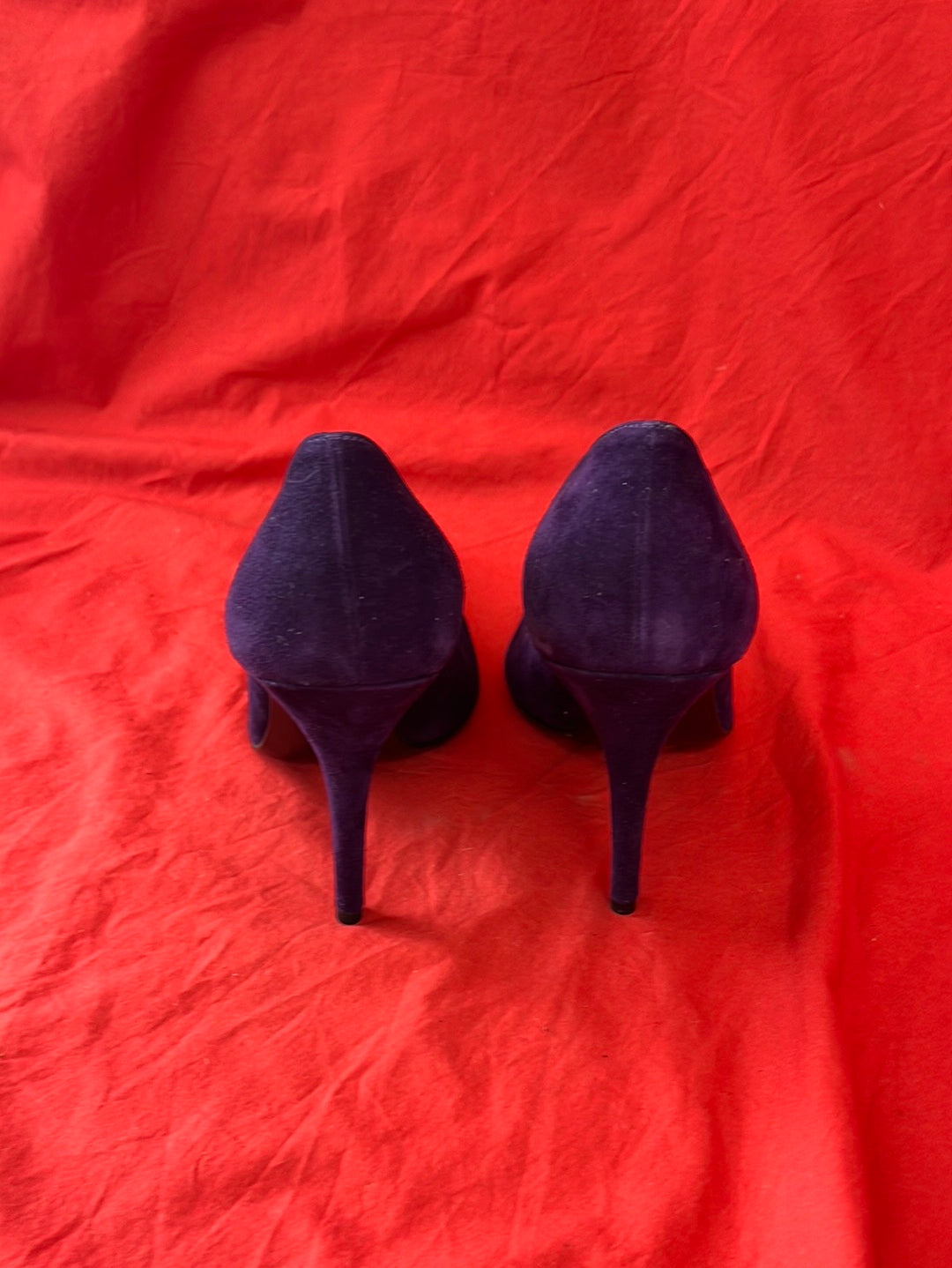 STUART WEITZMAN Purple Suede Heels with Snakeskin Toe -- Size 8.5