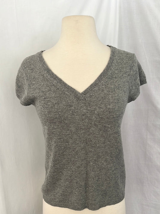 Kenar grey Cashmere Cap Sleeve V-neck Sweater -- S