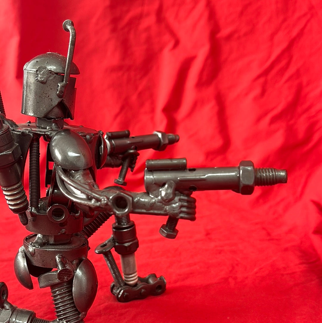 Kneeling Warrior (aka Jango Fett) Scrap Metal Sculpture from Bumbleberry Gifts