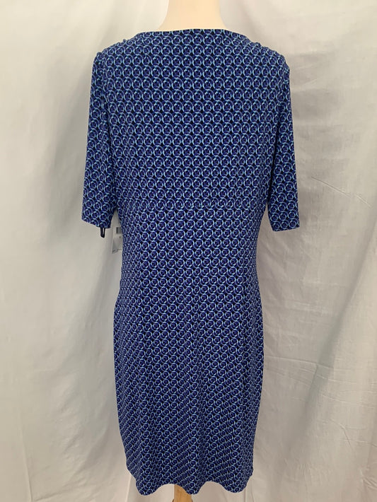 NWT - LAUREN RALPH LAUREN blue print 1/2 Sleeve Sheath Dress - 14