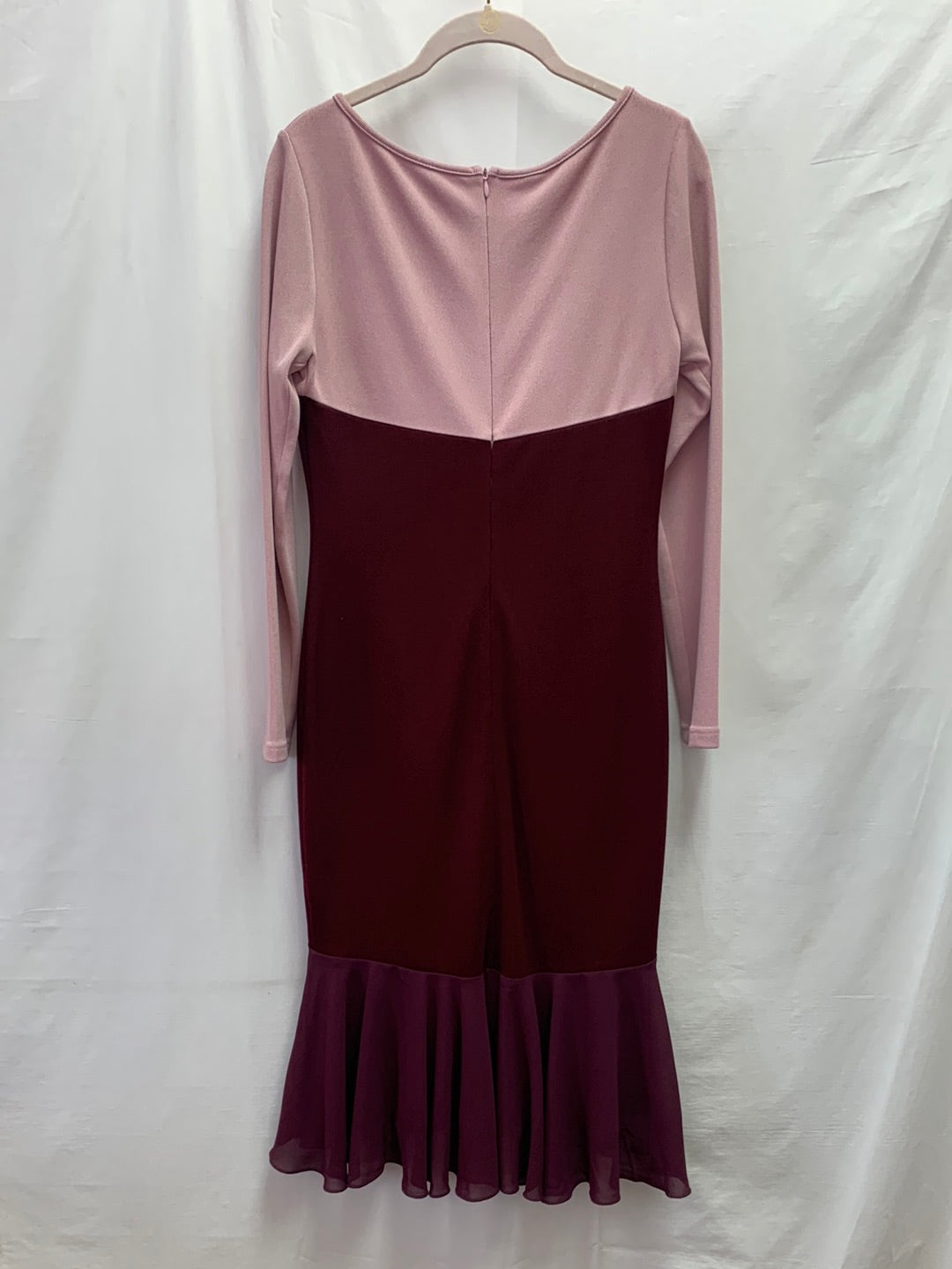 NWT - STYLEWE FANTASYOU mauve burgundy Long Sleeve Midi Dress - XL