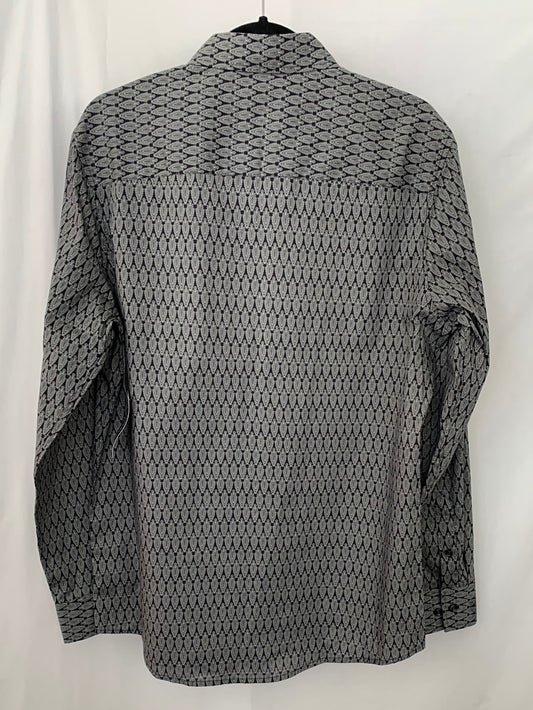 NWT - ALFANI black Paisley Print Button Up Long Sleeve Shirt - M