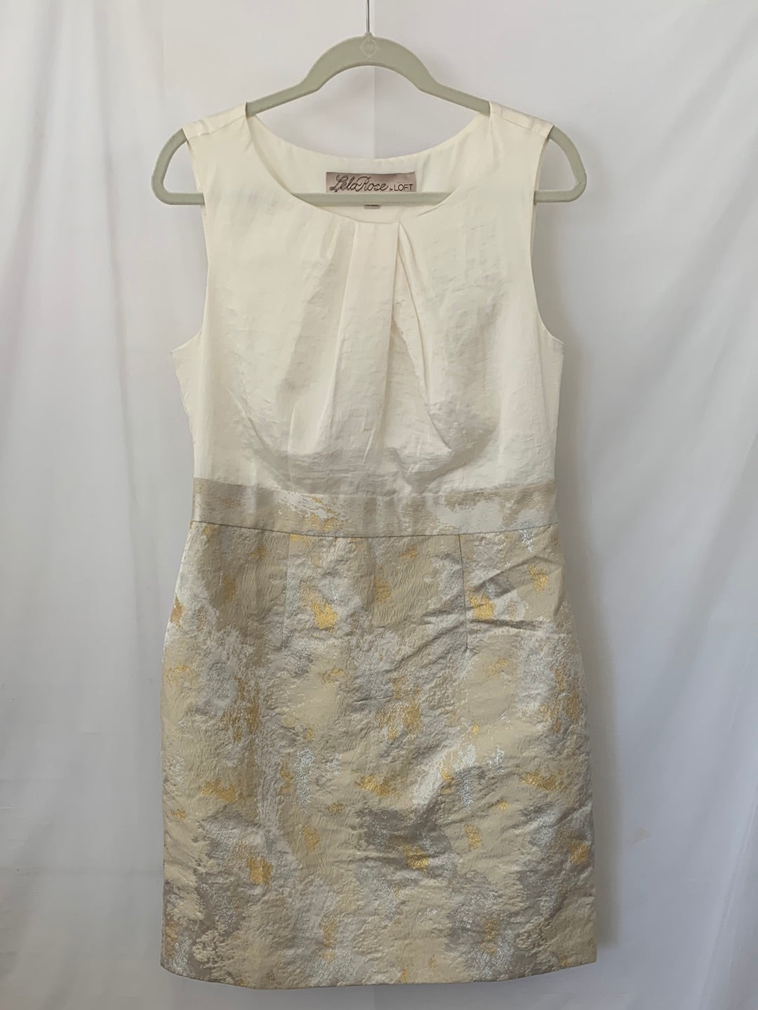 LELA ROSE FOR LOFT cream ivory metallic Sheath Dress - 12