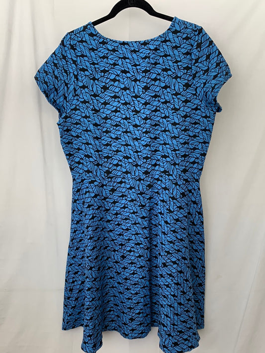NWT - LEOTA blue Knotted Rope Print Fit and Flare Dress - Size 1L  | 14-16