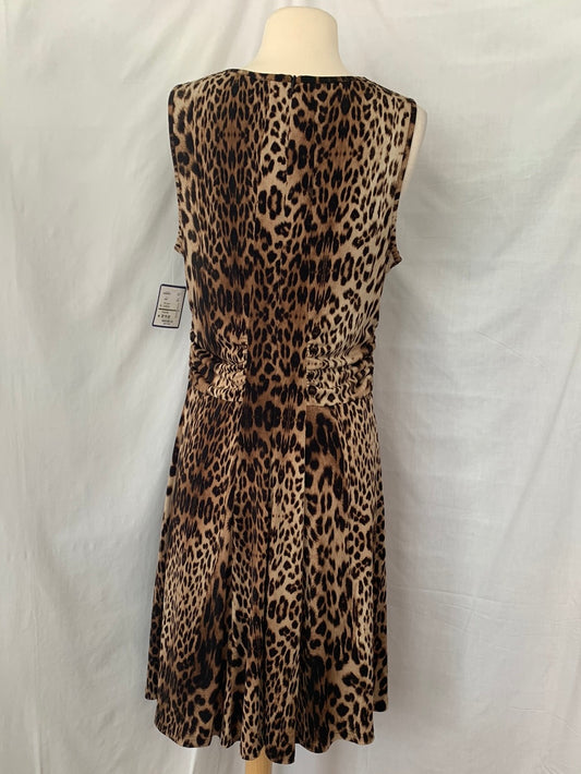 NWT - DONCASTER COLLECTION brown black Animal Print A-Line Dress - 8