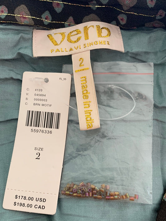 NWT - VERB Pallavi Singhee ANTHROPOLOGIE Multicolor Floral  Patch Margot Skirt - 2