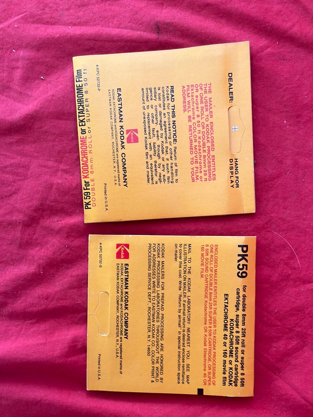 VTG -- KODAK Processing Mailers for Color Movies from early 80s -- Set of 6