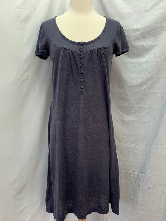 BODEN grey Cap Sleeve Silk Linen Button Shift Dress - UK 10R / US 6