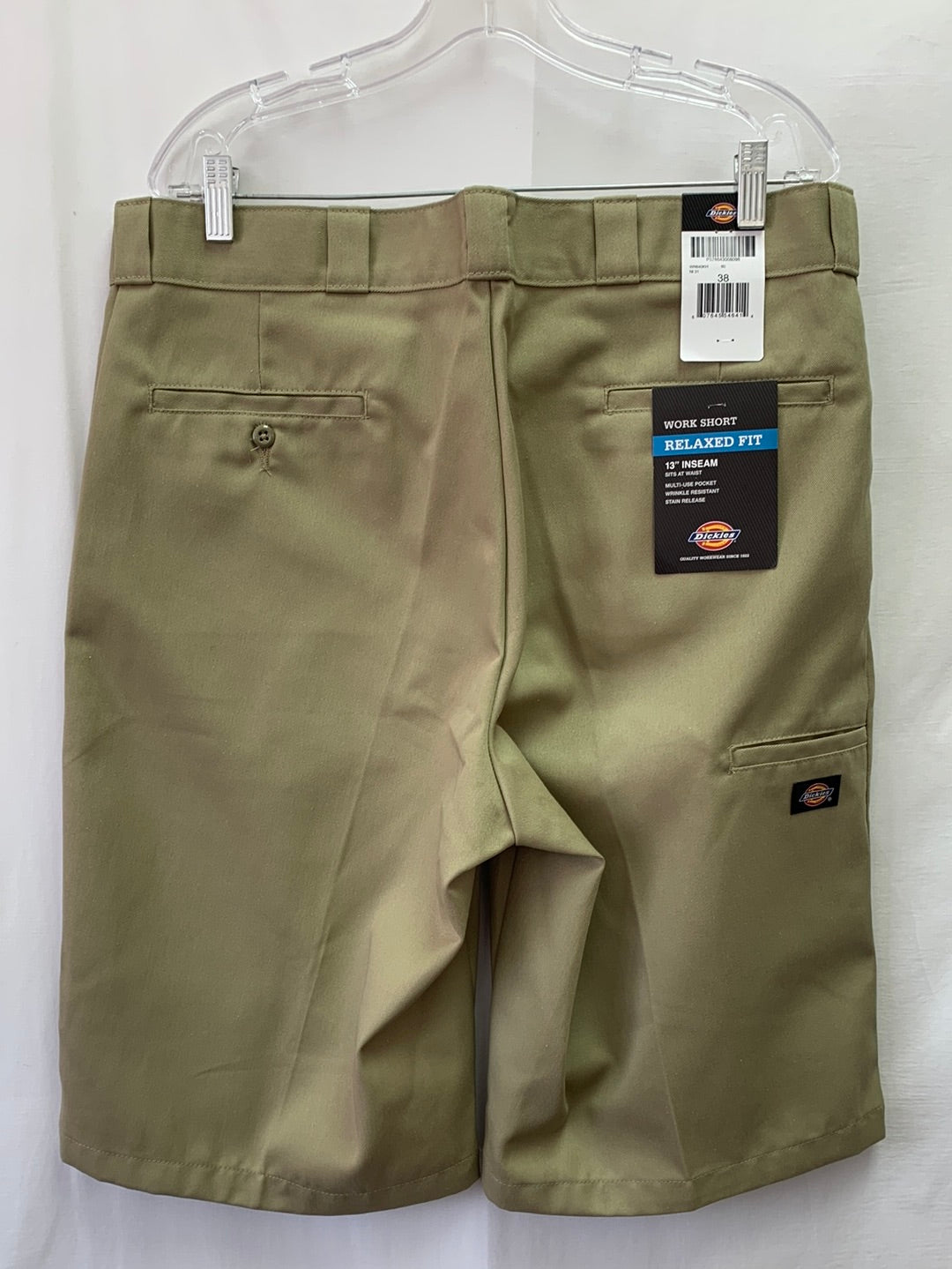 NWT - DICKIES khaki Relaxed Fit 13" Inseam Work Shorts - 38