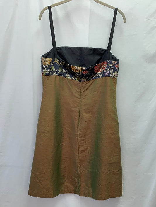 NWT - UNCOMMON THREADS DONNA MCMILLAN black green Silk Dress - 8