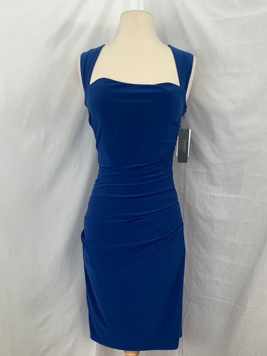 NWT - LAUNDRY SHELLI SEGAL blue Shirred Bodycon Sleeveless Dress - 4