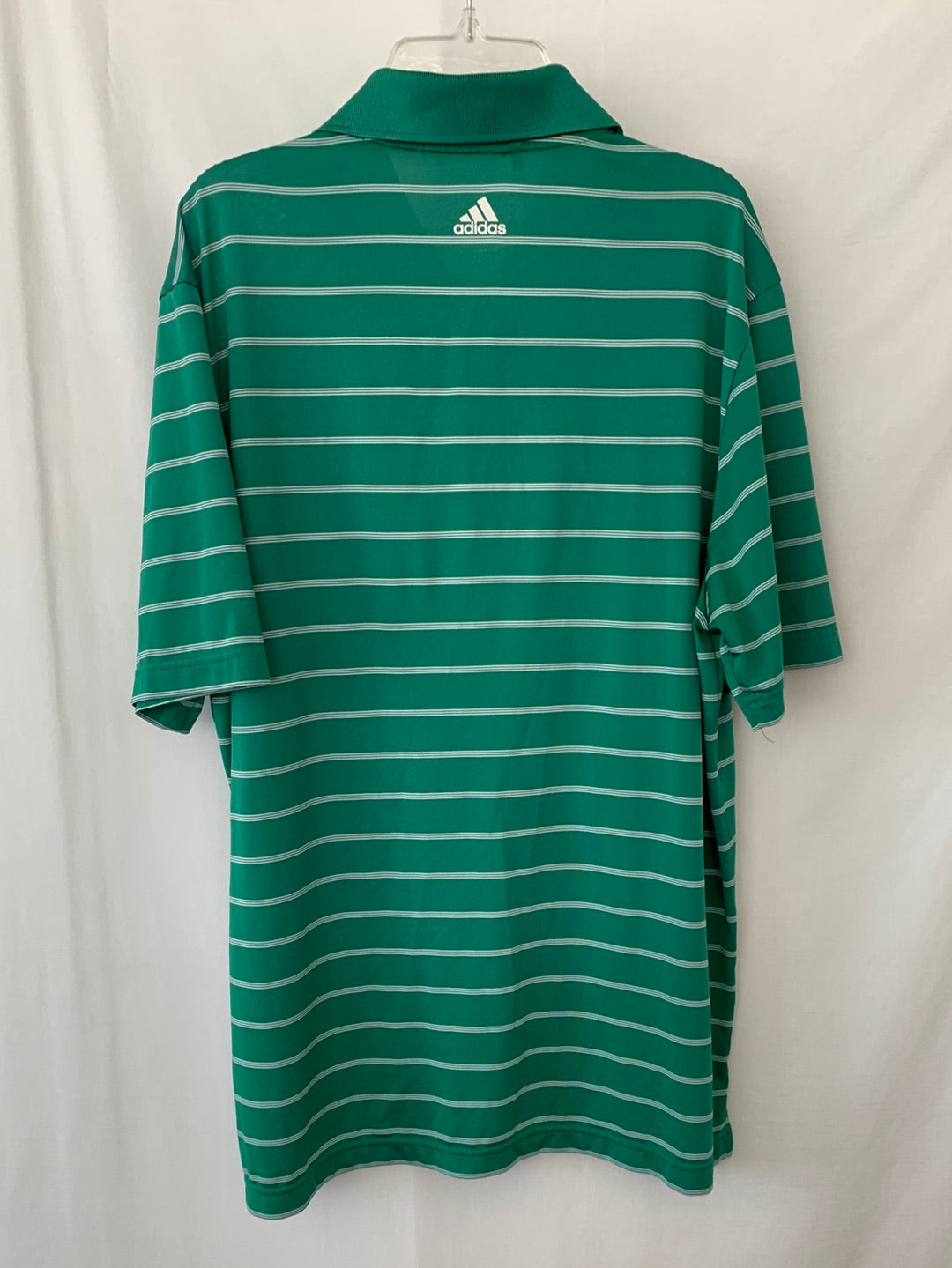 ADIDAS green stripe PureMotion Short Sleeve Golf Polo Shirt - M