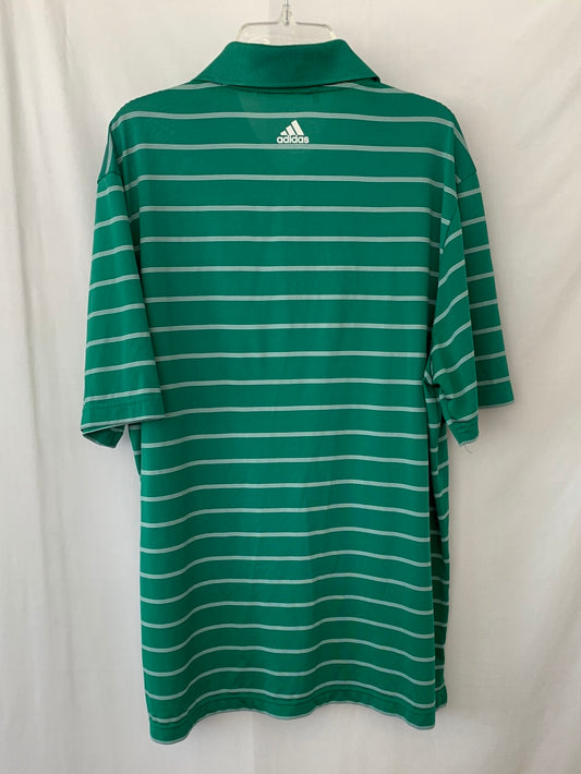 ADIDAS green stripe PureMotion Short Sleeve Golf Polo Shirt - M