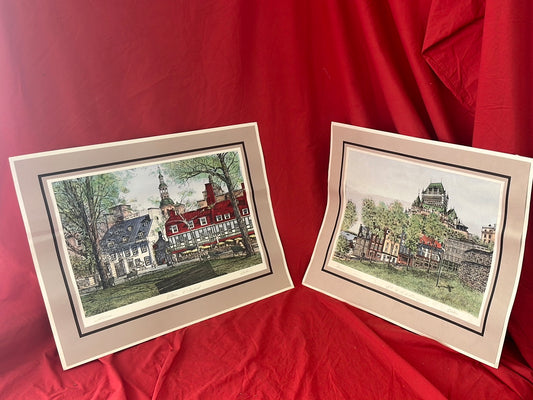 SIGNED ORIGINAL ART -- Cityscapes in Montreal in Watercolor/Pen