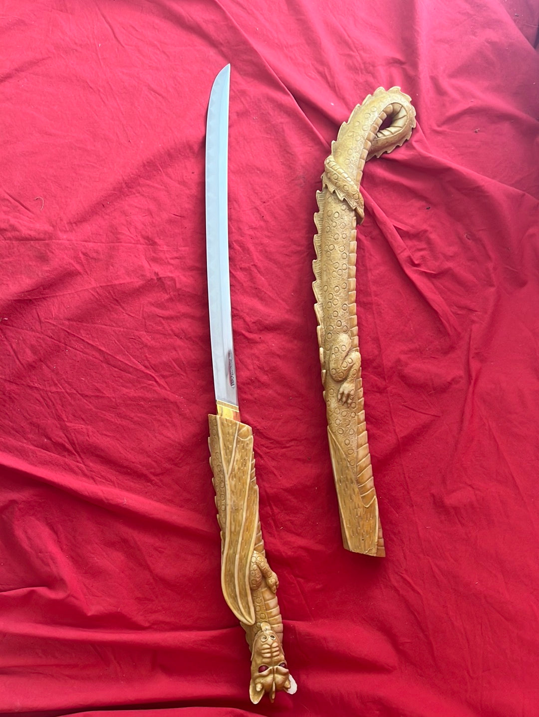 Dragon Sword with Carved Resin Handle and Sheath