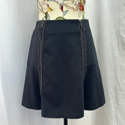 NWT -- Leifsdottir Black Double Zipper A-Line Mini Skirt -- 4