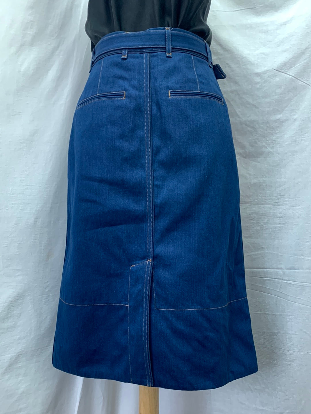 RAG & BONE denim blue Snap Up Front Belted Midi Skirt - 2